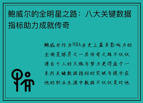 鲍威尔的全明星之路:八大关键数据指标助力成就传奇 鲍威尔的全明星之路:八大关键数据指标助力成就传奇